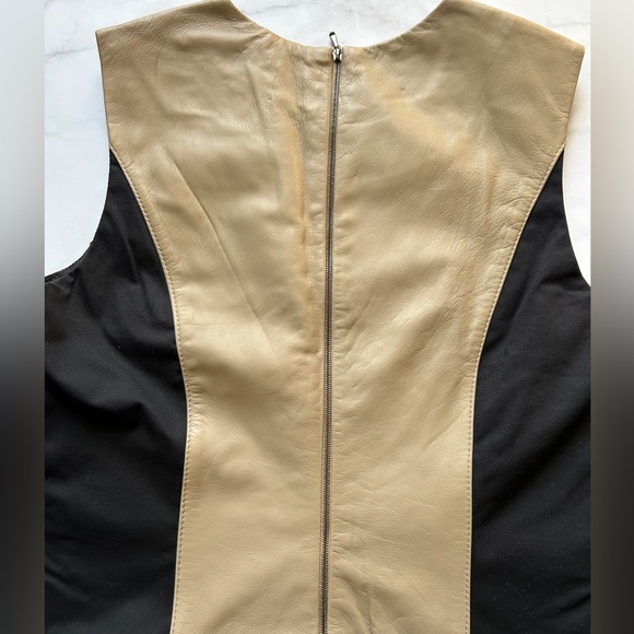 Judith & Charles Leather Panel Sheath Dress Sz 6 - Picture 10 of 17